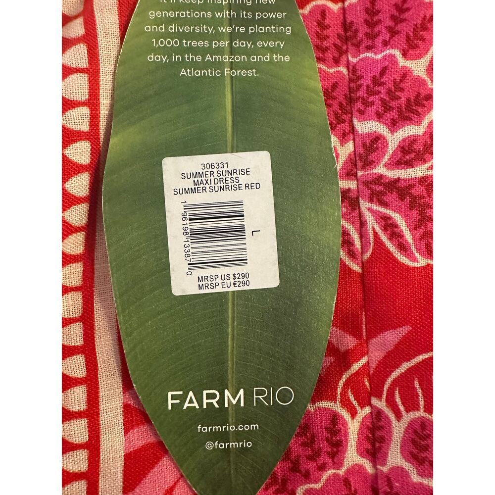 Farm Rio Summer SunriseEmbroidered Linen Maxi Dress NWT- Size L - Picture 12 of 15
